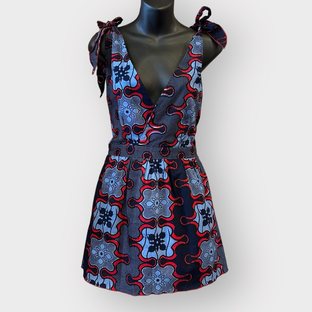 Retro 1970’s Maybe Vintage, African Wax Print Peplum Style Blouse